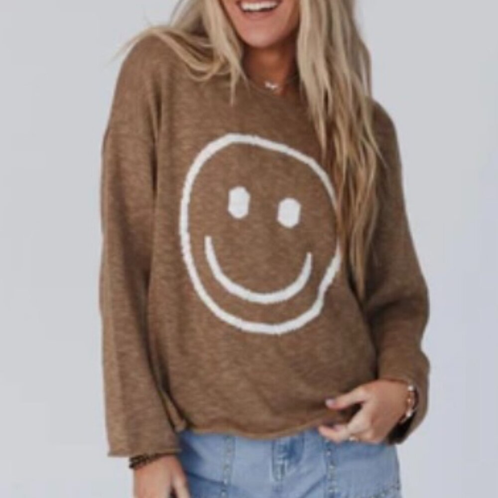 Made You Smile Sweater taupe size small S
